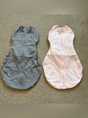 Happiest Baby Sleep Sacks Duo - Gray & Pink Star Print Size S